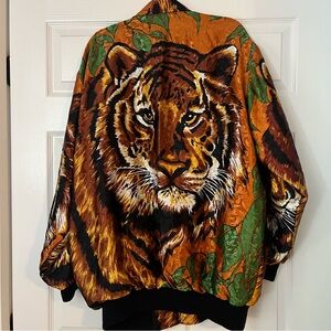 Vintage 80s Amazing Satin Tiger Bomber Jacket L